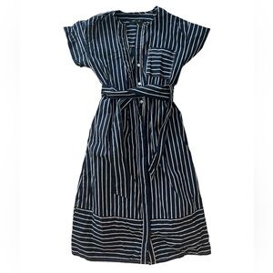 Banana Republic Factory Navy & White Stripe Belted Midi Shirtdress 💙